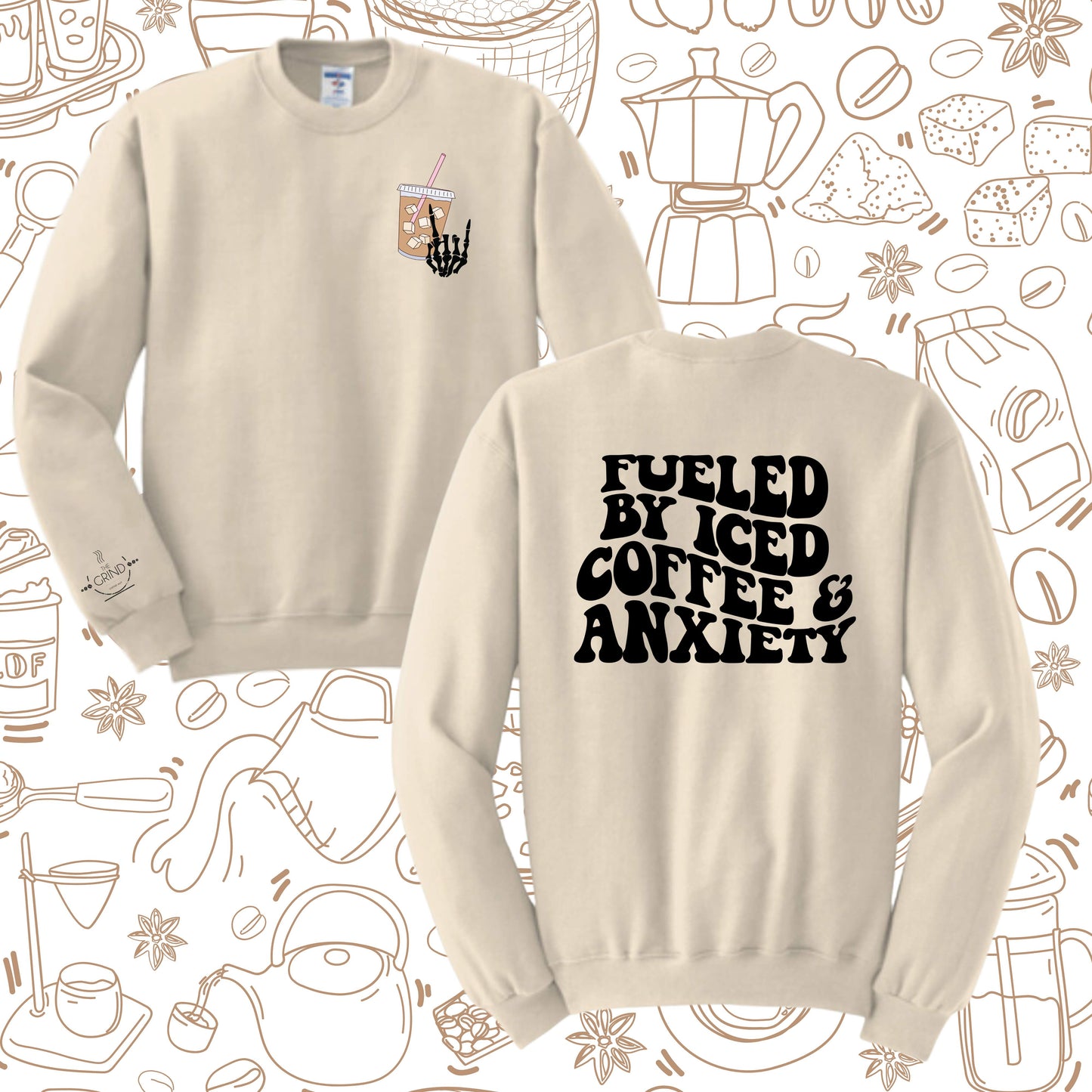 103 - Fueled by Iced Coffee and Anxiety Crewnecks, Longsleeves, & Tshirts