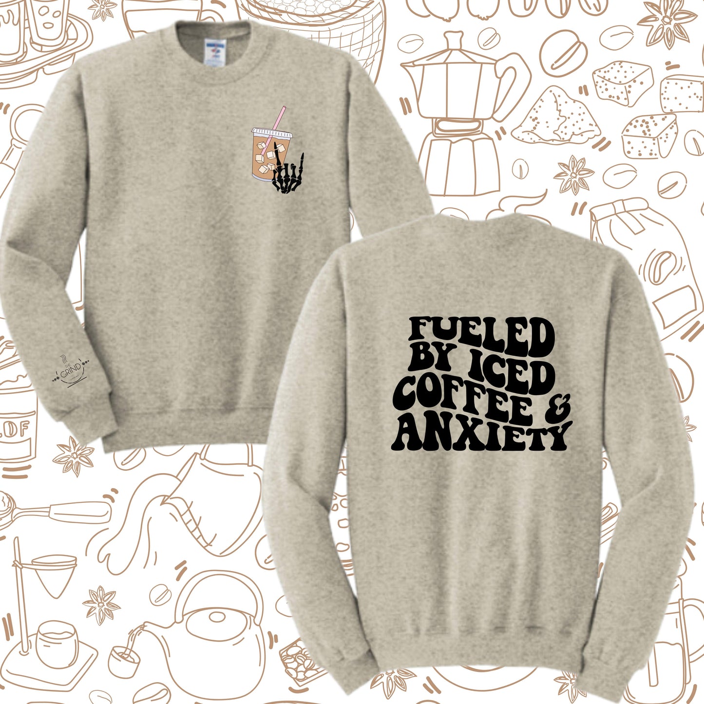 103 - Fueled by Iced Coffee and Anxiety Crewnecks, Longsleeves, & Tshirts