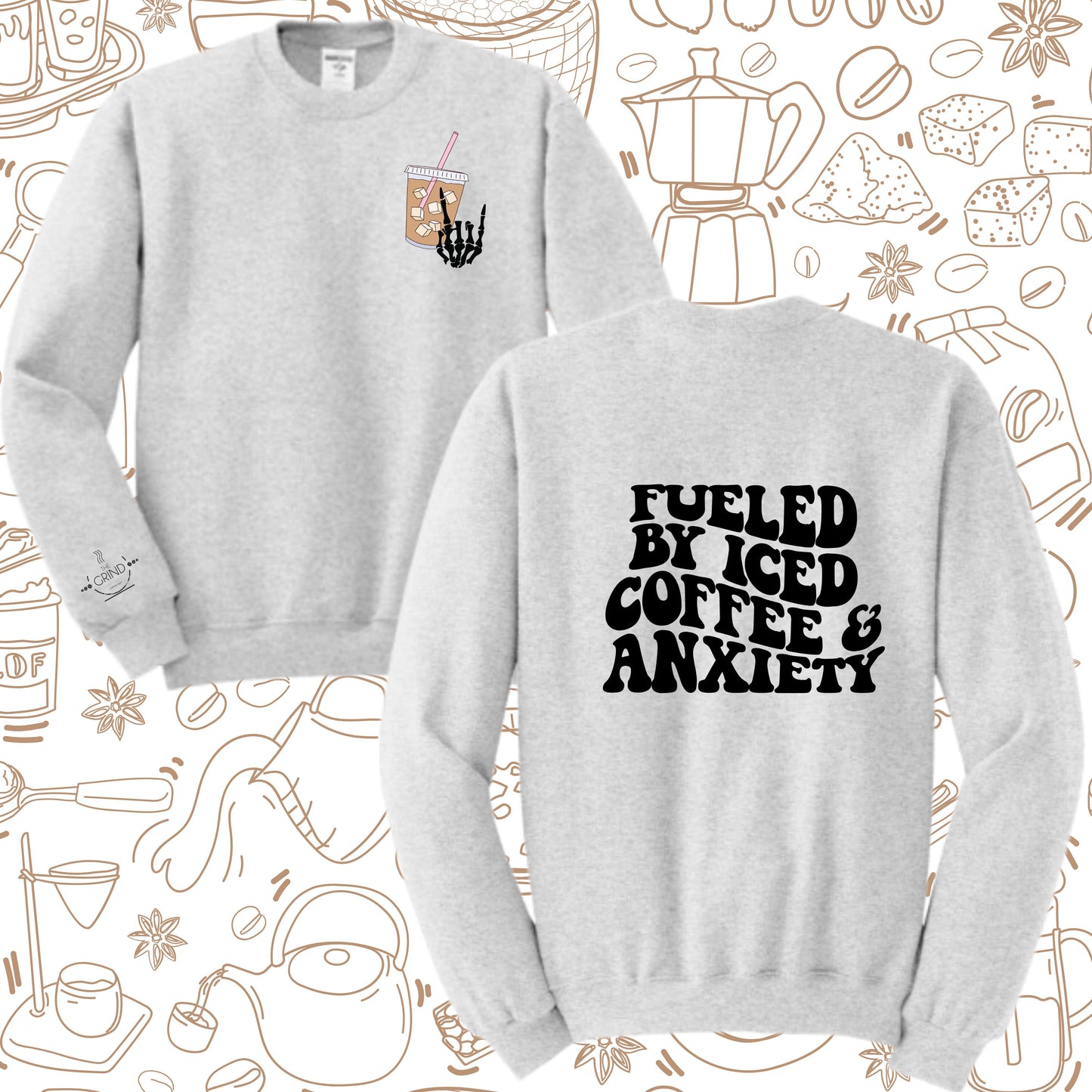 103 - Fueled by Iced Coffee and Anxiety Crewnecks, Longsleeves, & Tshirts