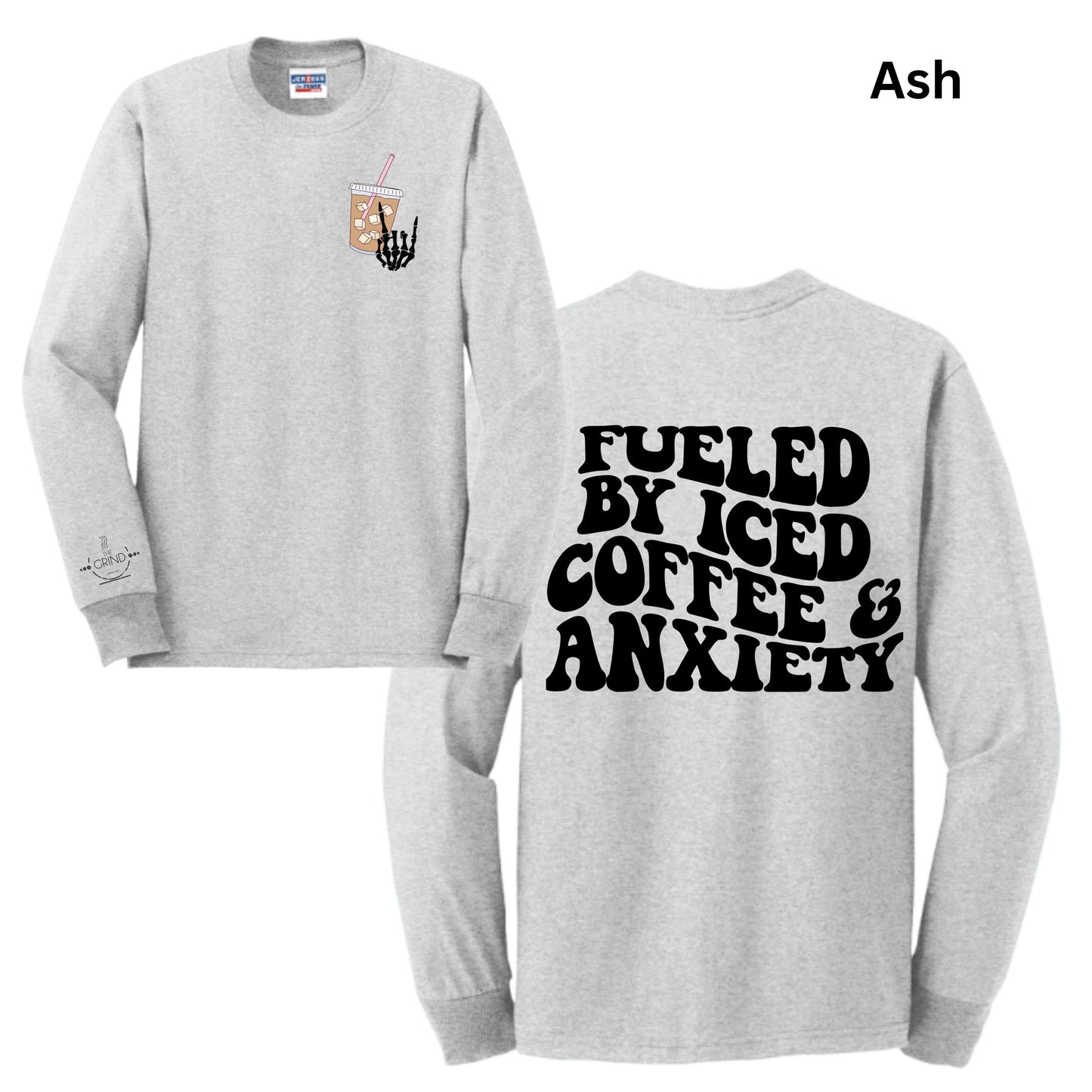 103 - Fueled by Iced Coffee and Anxiety Crewnecks, Longsleeves, & Tshirts