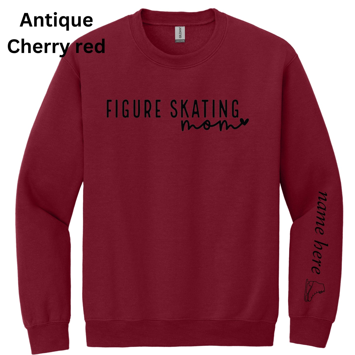 11-Adult Crewneck -Figure Skating Mom with PERSONALIZED sleeve image