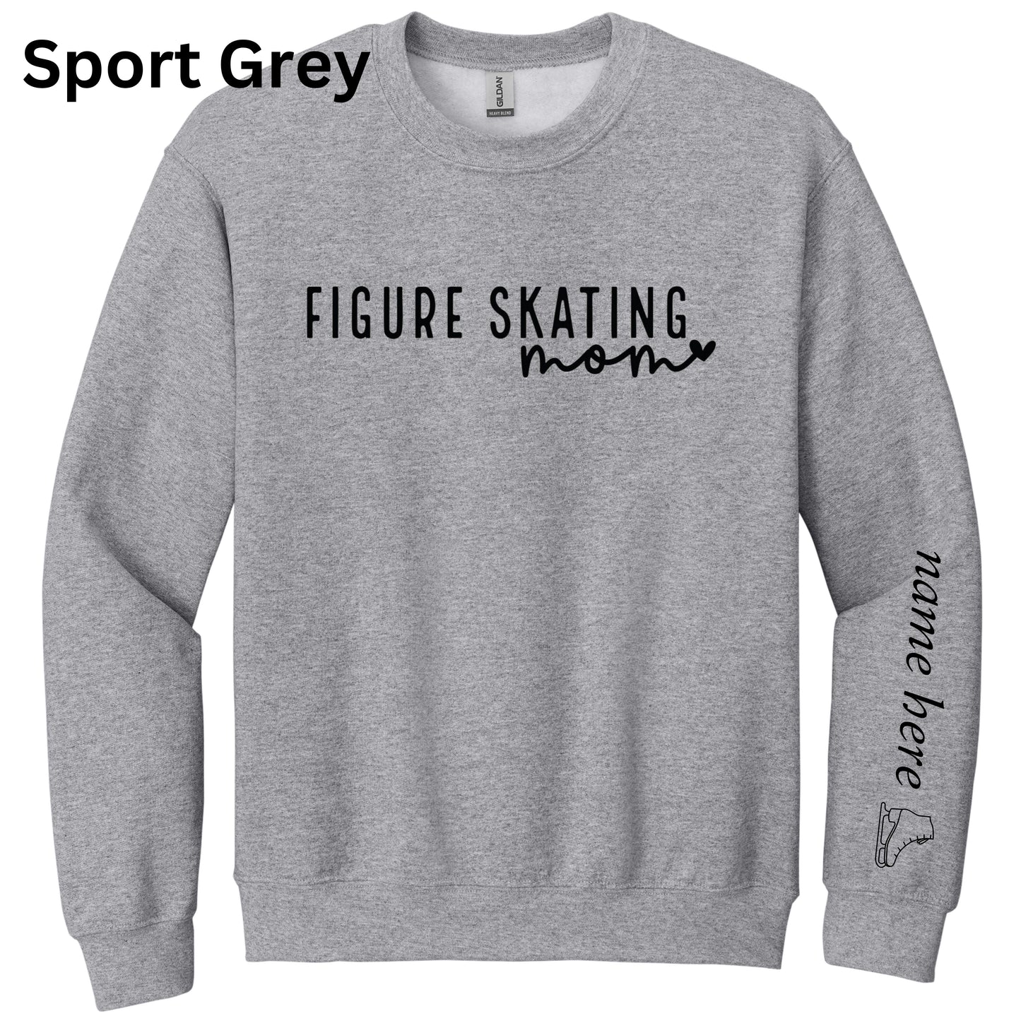 11-Adult Crewneck -Figure Skating Mom with PERSONALIZED sleeve image