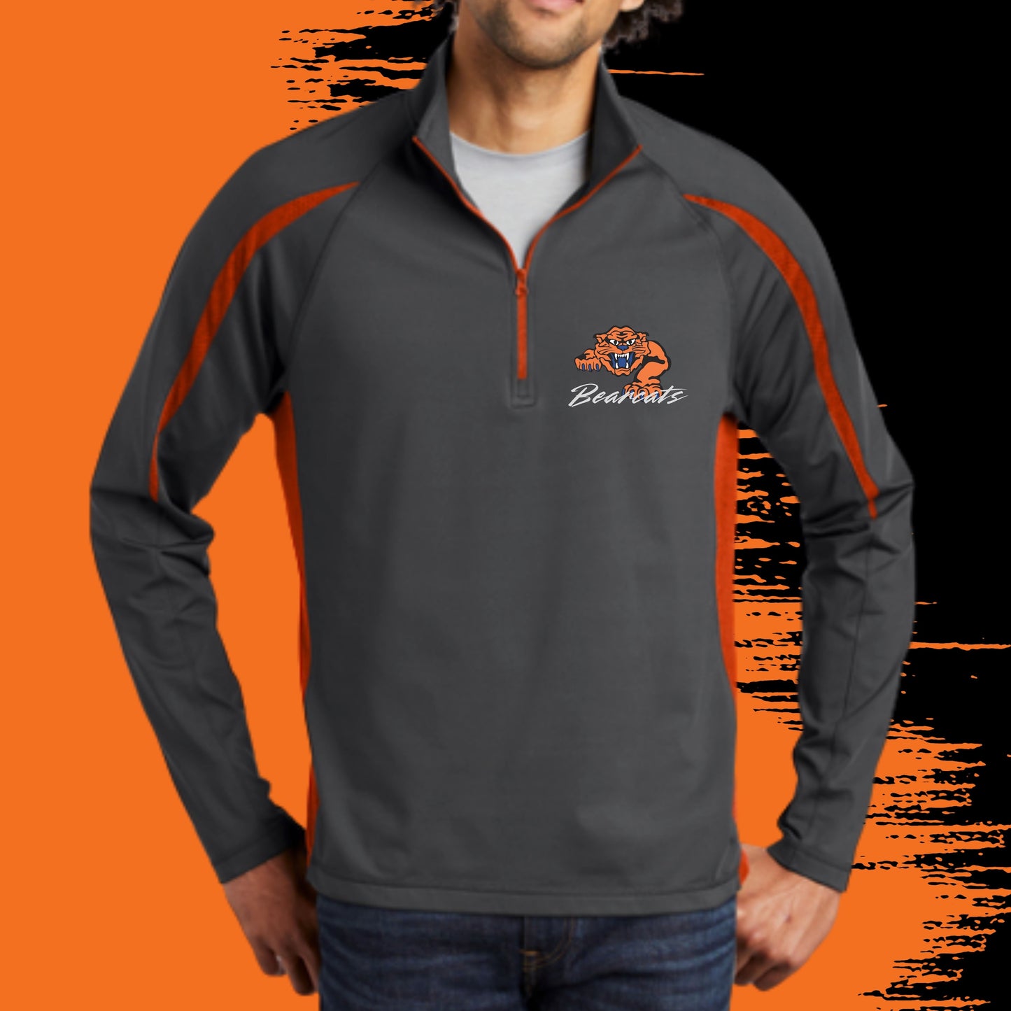 608 - Bearcat ADULT 1/4 Zip Colorblock Pullover