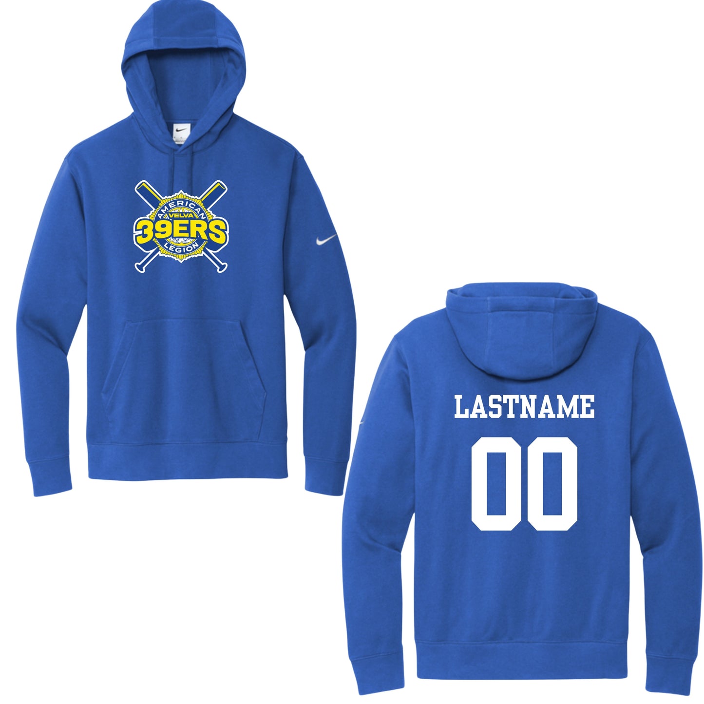 280 - Velva Baseball Logo Nike Hooded Sweatshirt