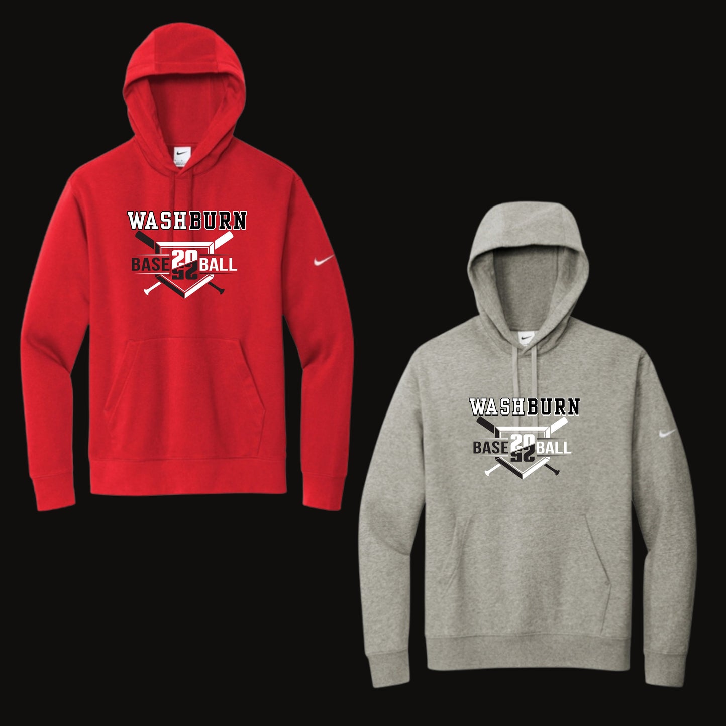 300 - Washburn Baseball Logo Nike Hooded Sweatshirt