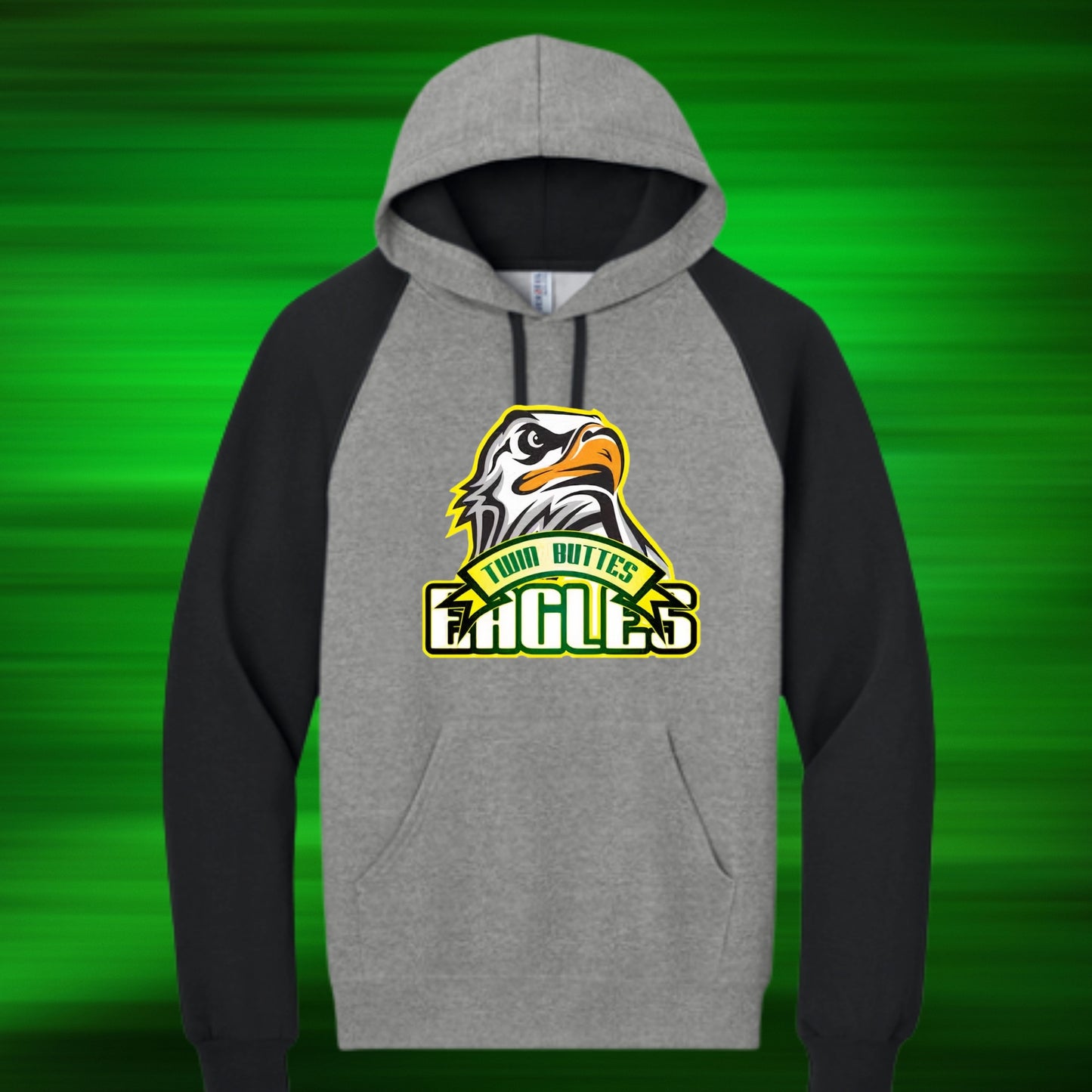 463 - Adult Twin Buttes Colorblock Raglan Hoodie Sweatshirt