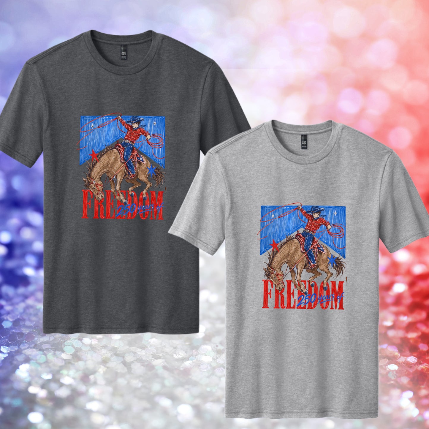 1075- Freedom Riding 4th of July Boxy Cropped Top & T-shirt