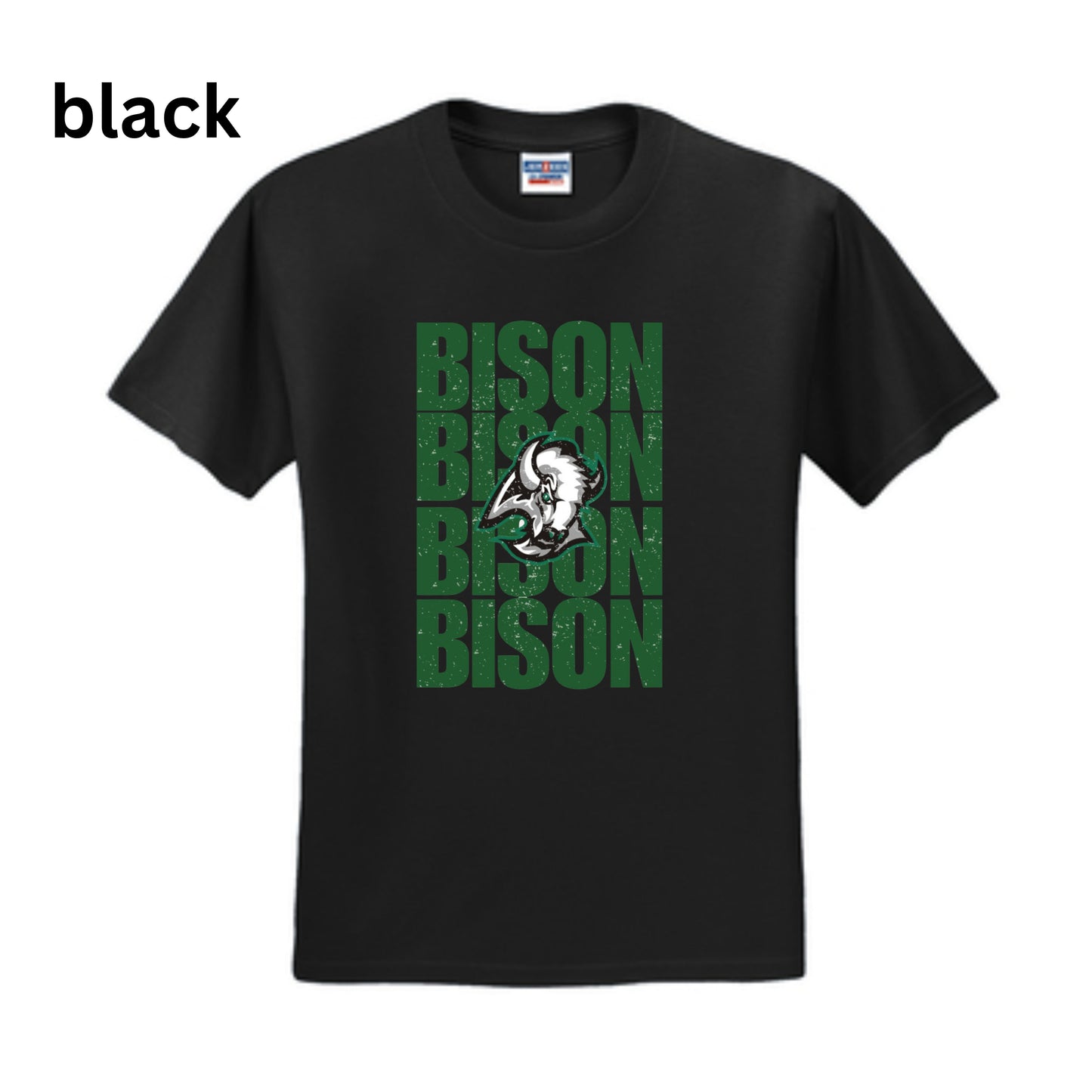 0079 - Adult T-Shirt- Bison x4 with mascot image