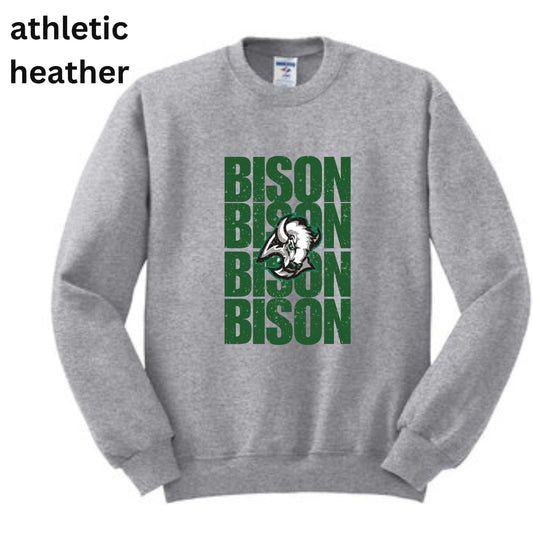 0082 - Adult Crewneck - Bison x4 with Logo