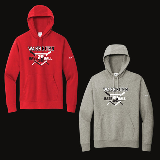 300 - Washburn Baseball Logo Nike Hooded Sweatshirt