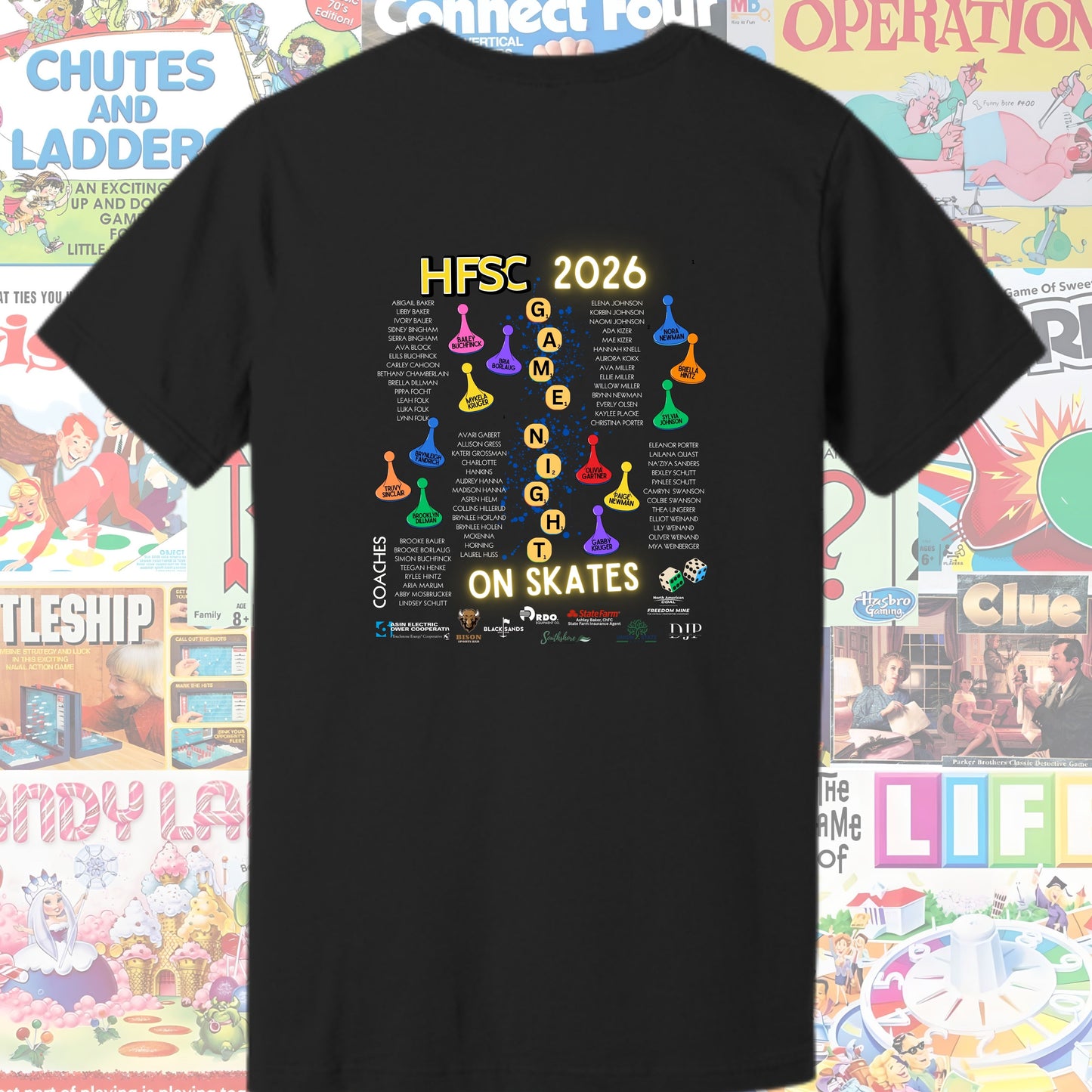 663 - Game Night on Skates: T-shirt, Long Sleeve, Sweatshirts, & Hoodies