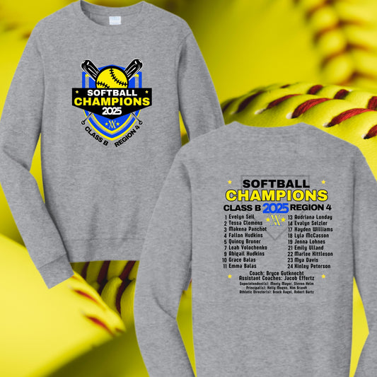 471 - Velva Aggies 2025 Region 4 Softball Champion Crewneck Sweatshirt