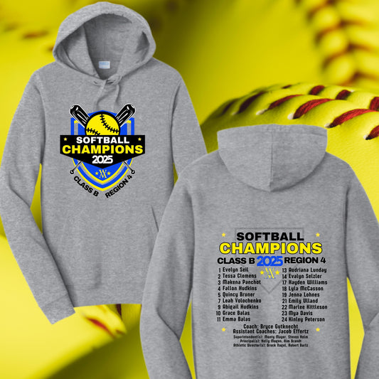 472 - Velva Aggies 2025 Region 4 Softball Champions Hoodies