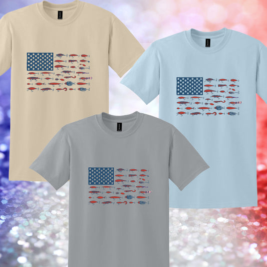 1076 - Fishing Lures 4th of July Shirt
