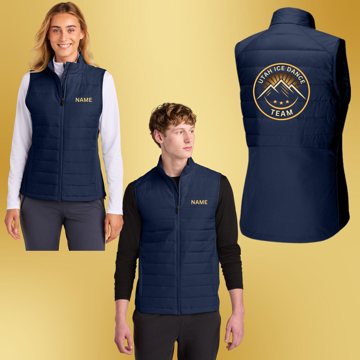 1056 - Utah Ice Dance Team Embroidered Hybrid Puffer Vest