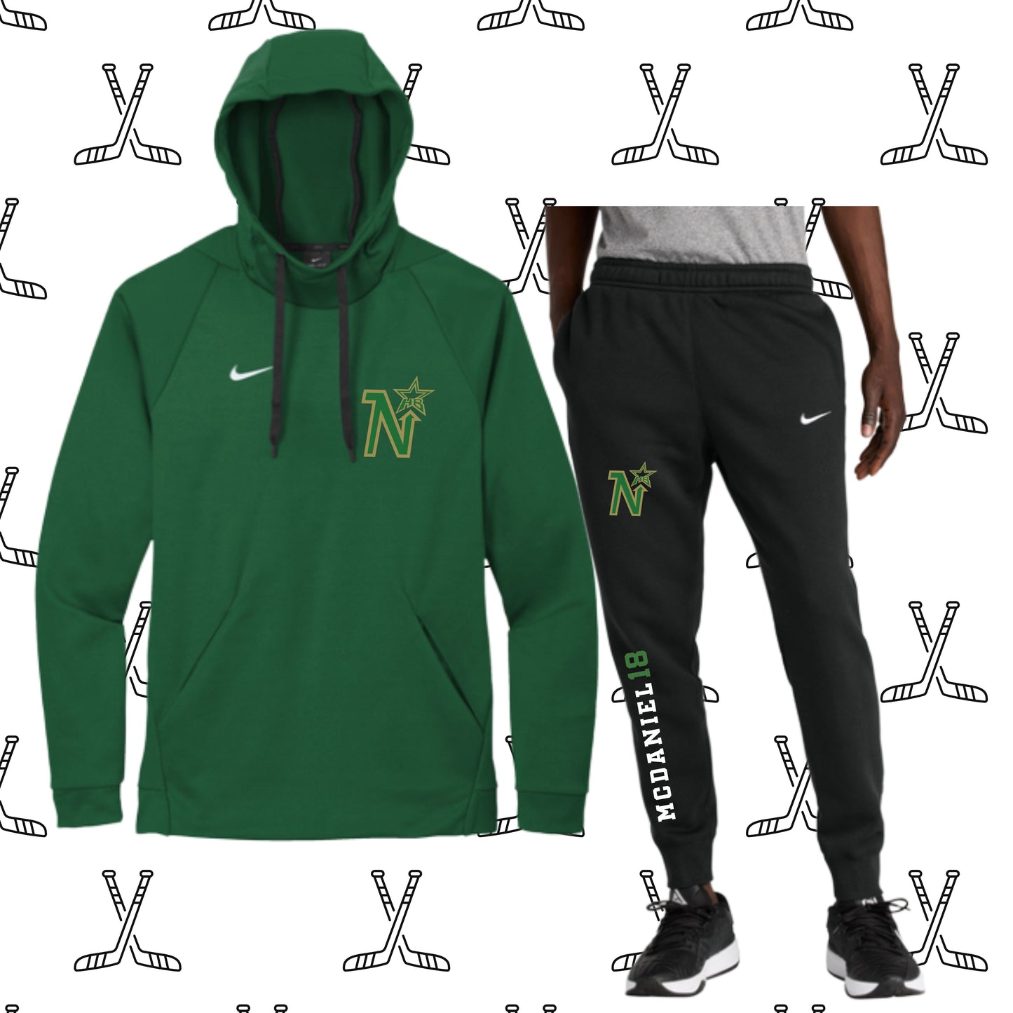 565 - North Stars Hockey Nike Women's PLAYER Green set