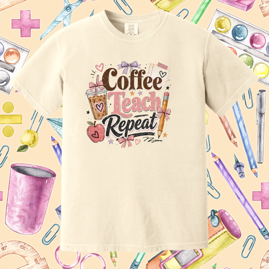1088-Coffee, Teach, Repeat T-Shirt